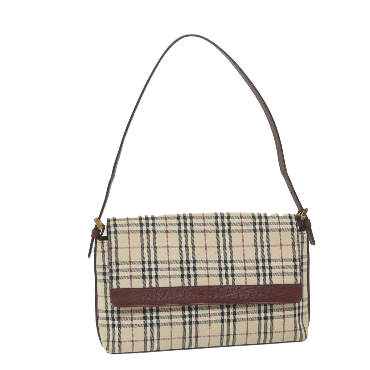 BURBERRY Nova Check Shoulder Bag Nylon Beige Auth 59564