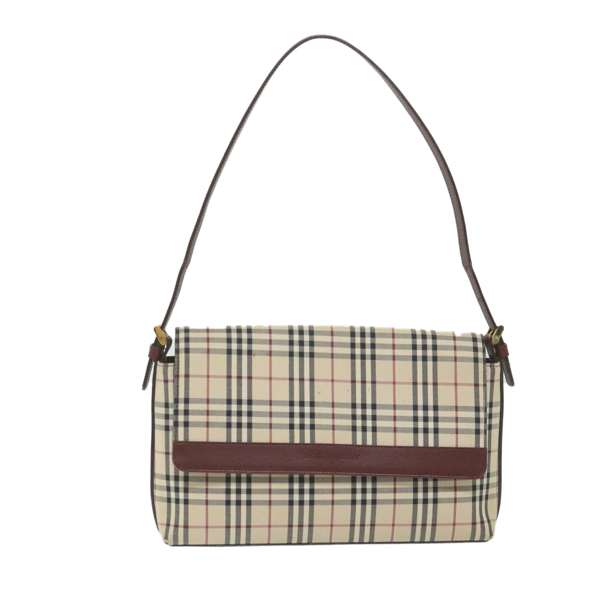 BURBERRY Nova Check Shoulder Bag Nylon Beige Auth 59564