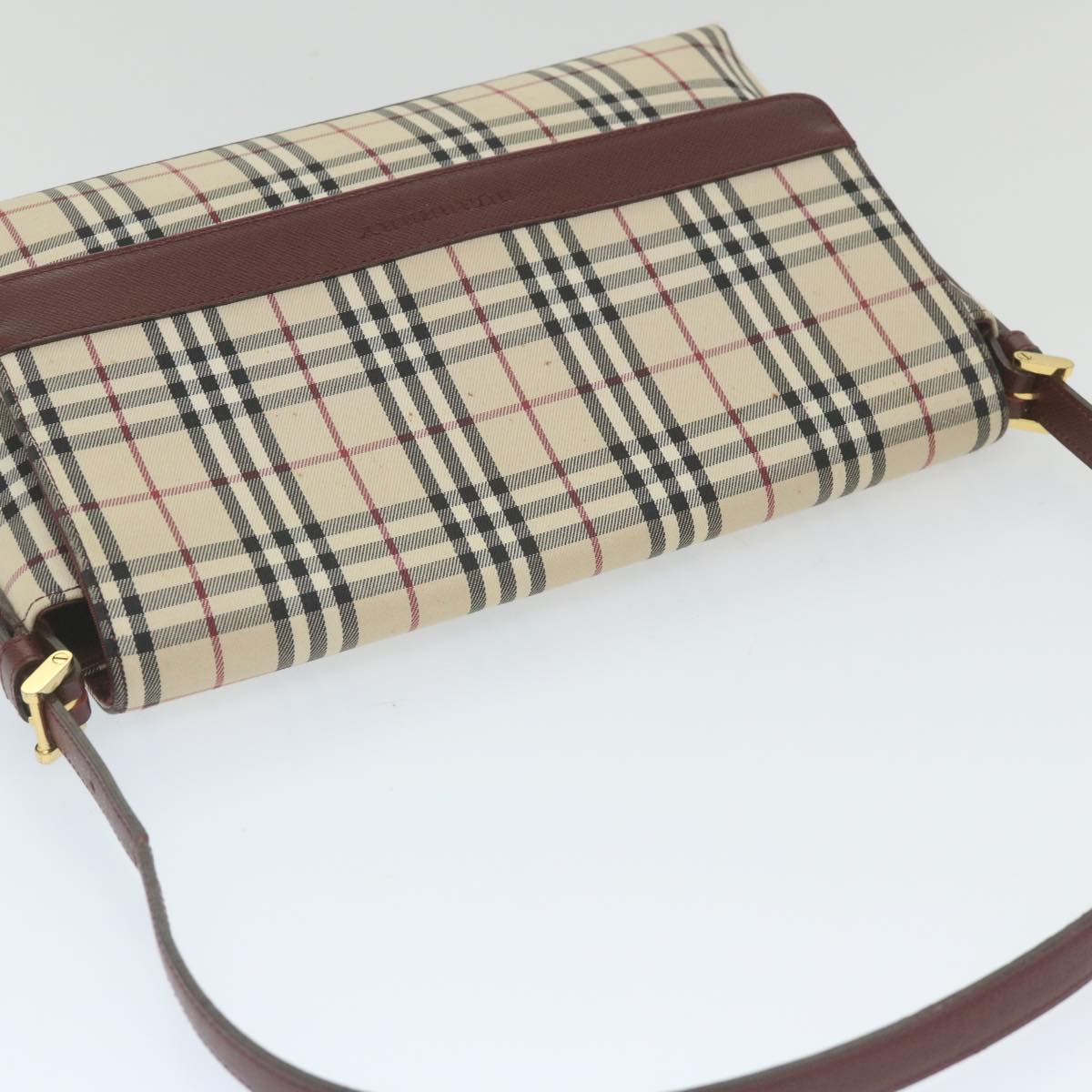 BURBERRY Nova Check Shoulder Bag Nylon Beige Auth 59564