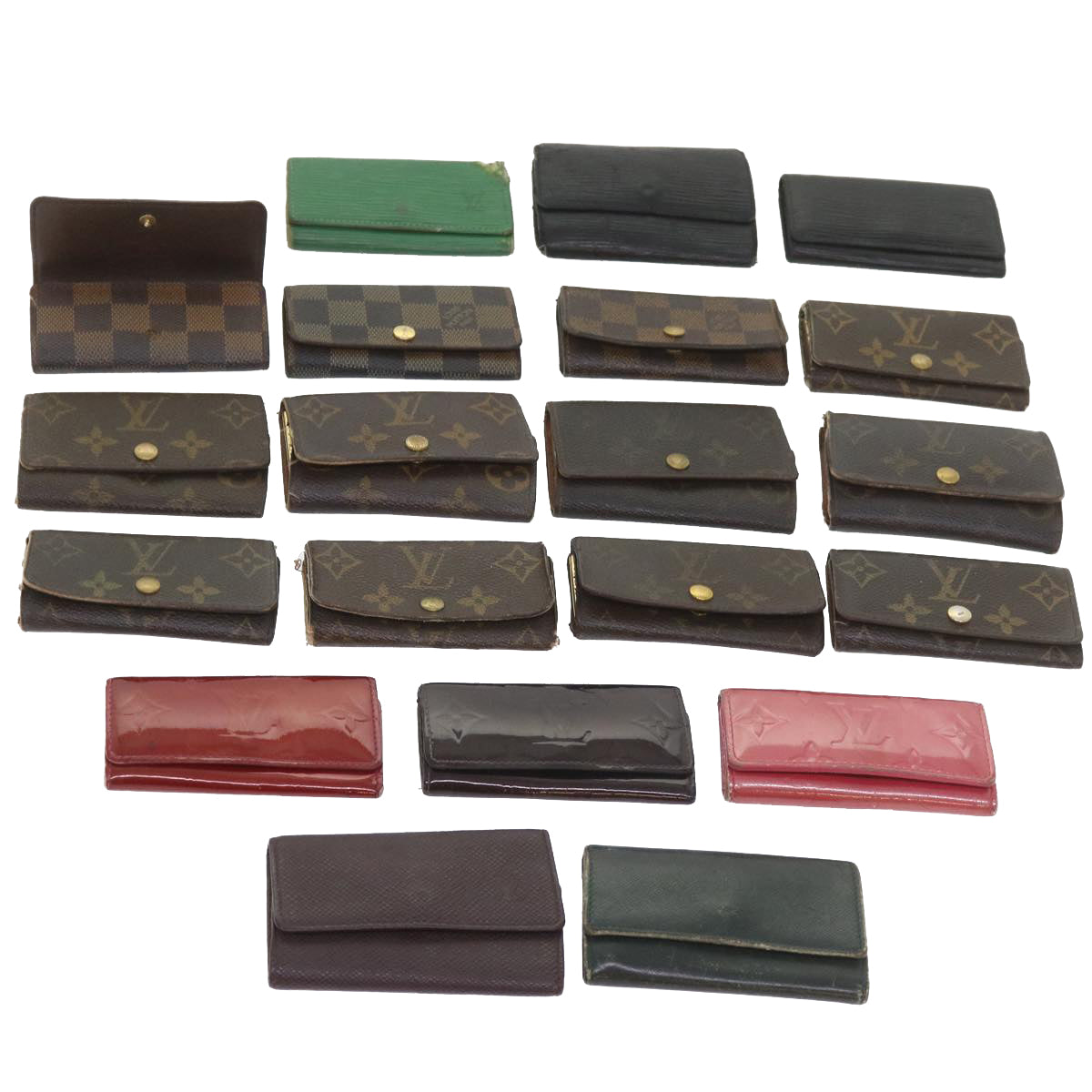 LOUIS VUITTON Monogram Vernis Epi Key Case 20 pieces set Green Black Auth 59590