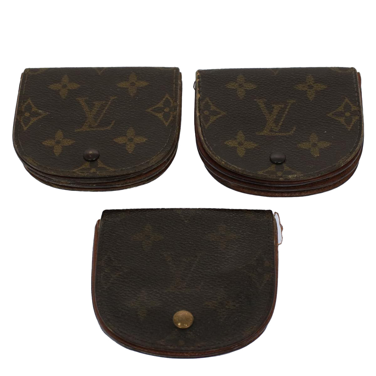 LOUIS VUITTON Monogram Porte Monnaie Guze Coin Purse 3Set M61970 LV Auth 59595