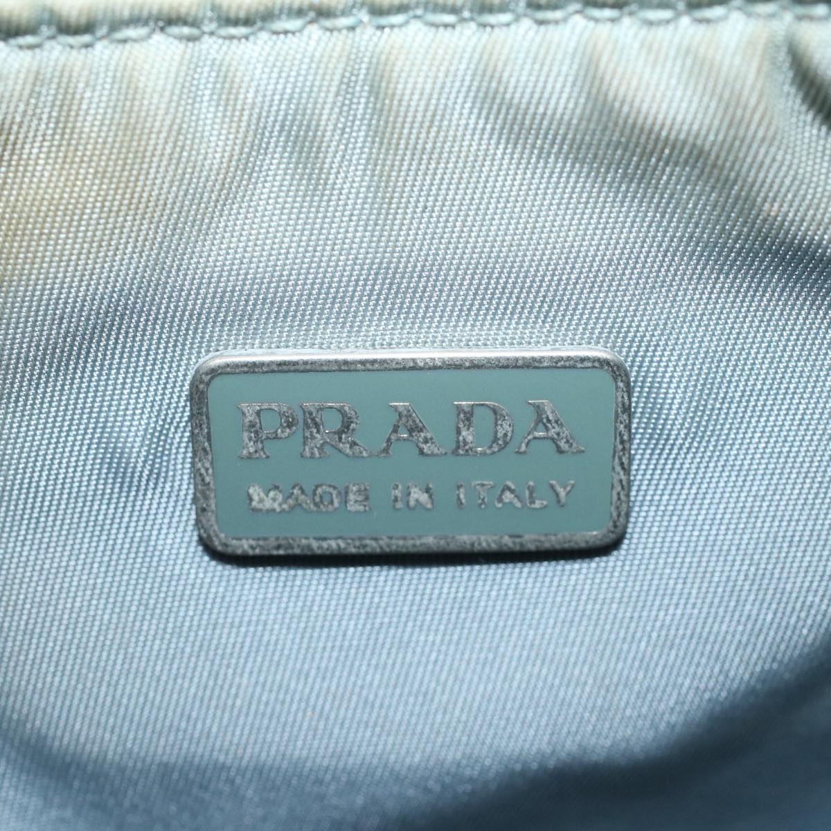 PRADA Hand Bag Canvas White Light Blue Auth 59618