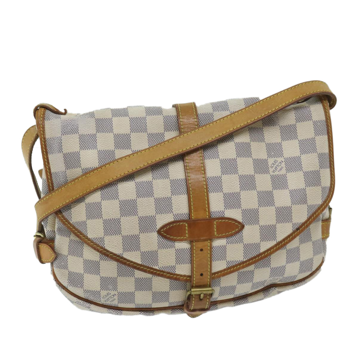 LOUIS VUITTON Damier Azur Saumur 30 Shoulder Bag N48202 LV Auth 59649