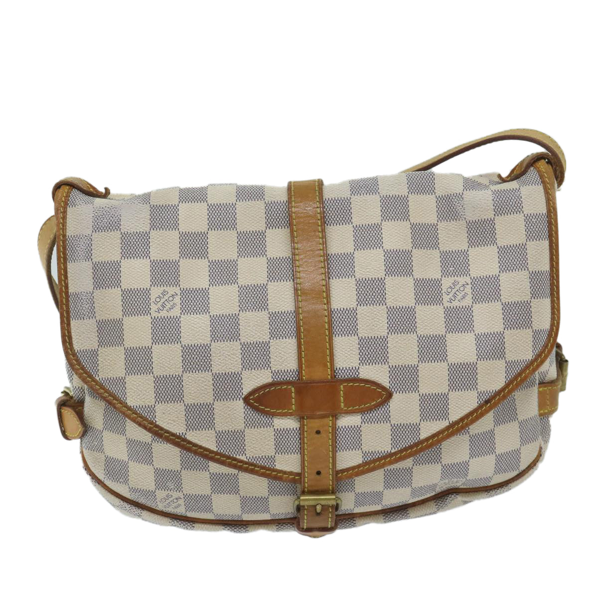 LOUIS VUITTON Damier Azur Saumur 30 Shoulder Bag N48202 LV Auth 59649