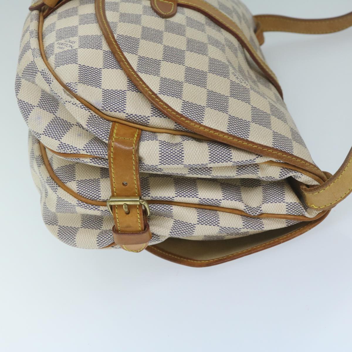 LOUIS VUITTON Damier Azur Saumur 30 Shoulder Bag N48202 LV Auth 59649