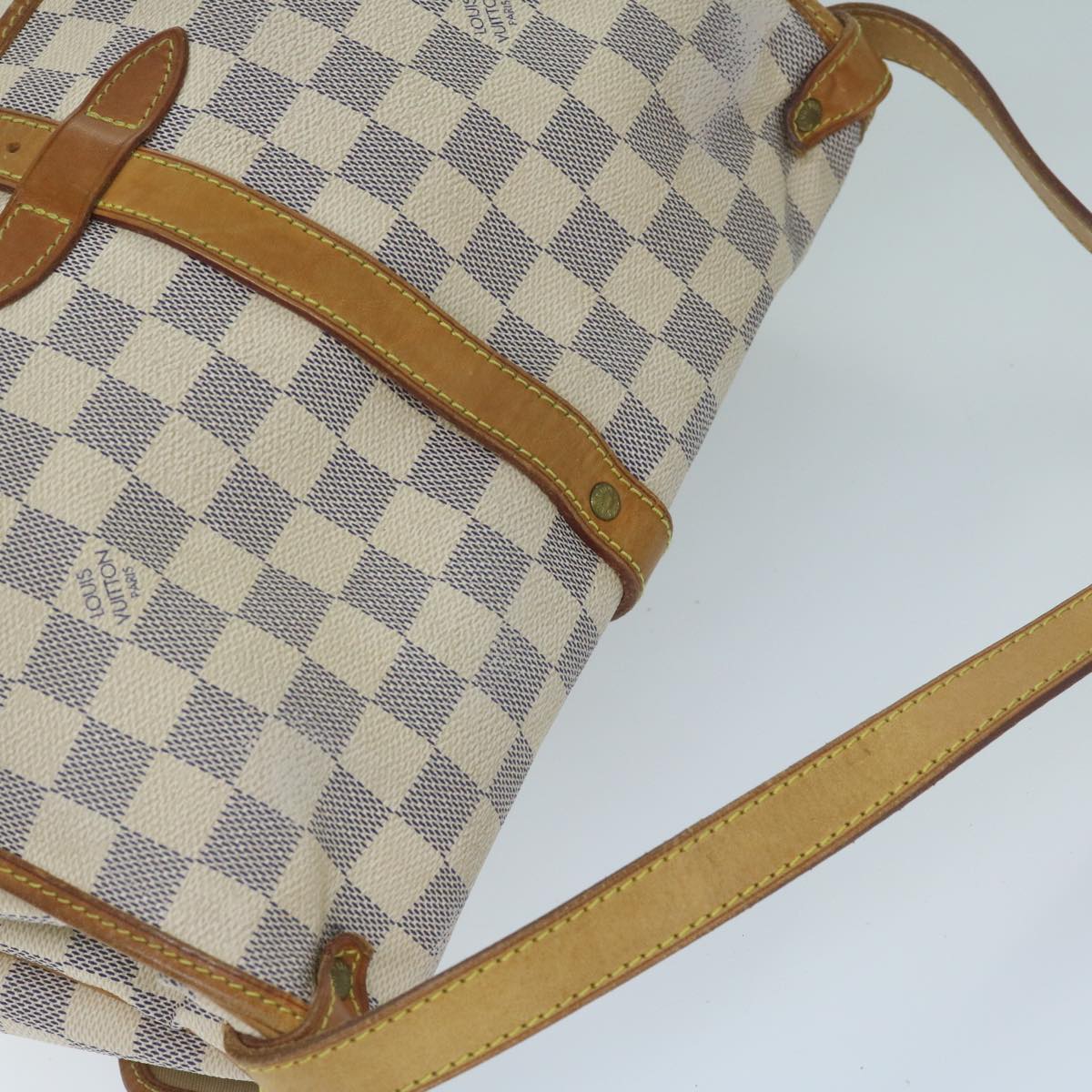 LOUIS VUITTON Damier Azur Saumur 30 Shoulder Bag N48202 LV Auth 59649