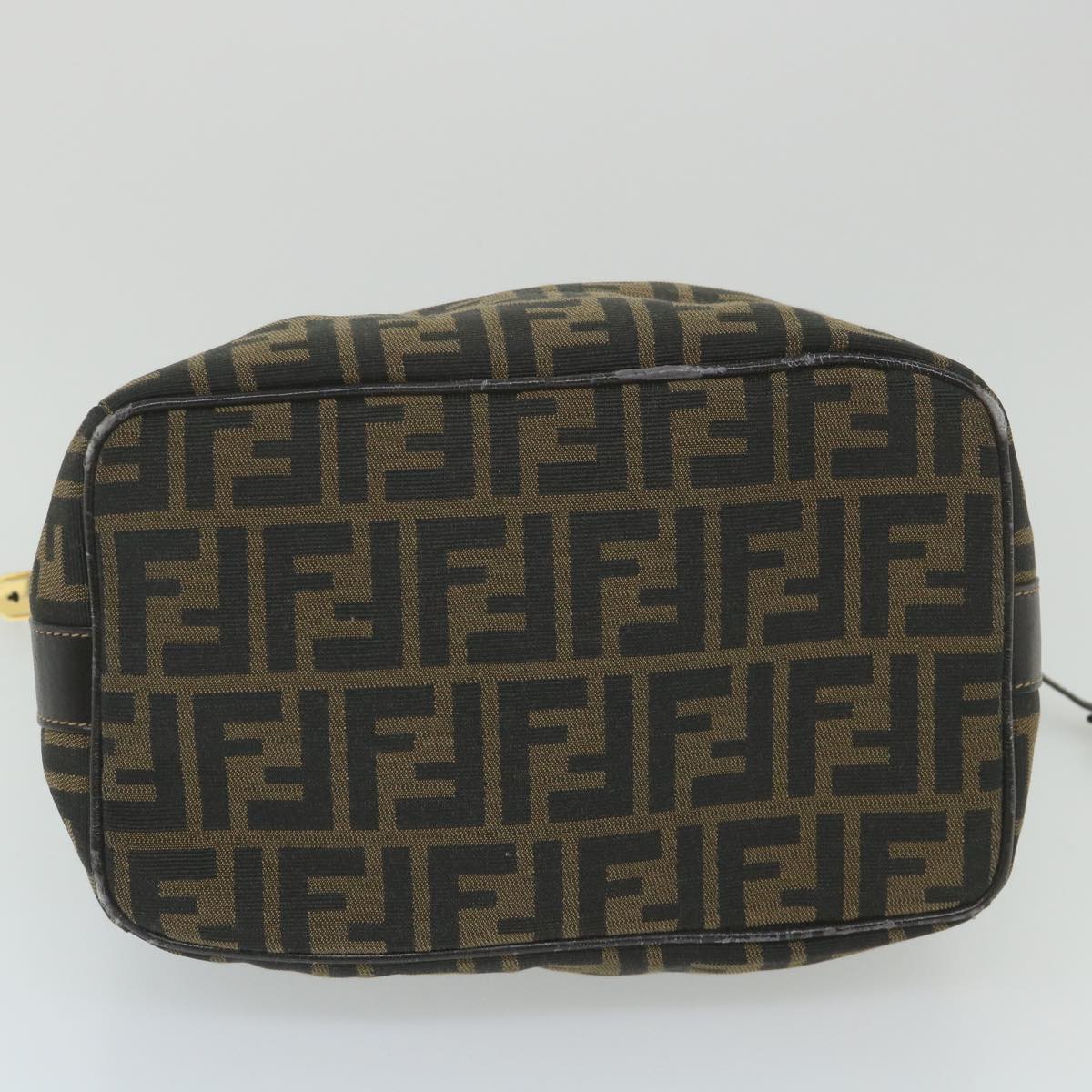 FENDI Zucca Canvas Vanity Cosmetic Pouch Black Brown Auth 59688