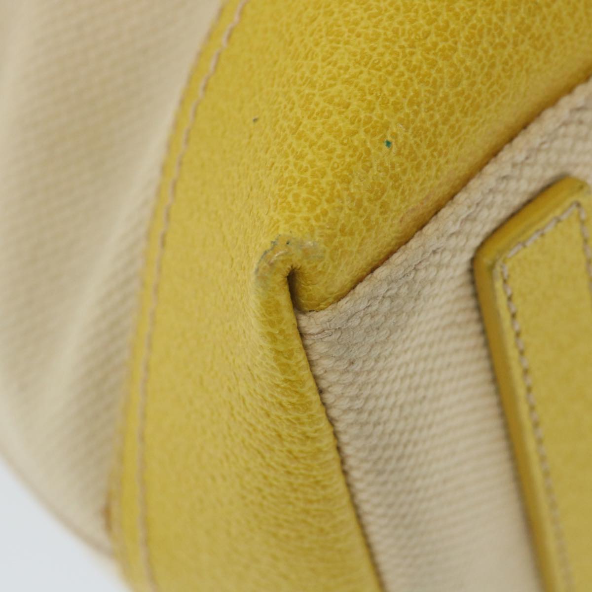 PRADA Tote Bag Canvas Beige Yellow Auth 59691