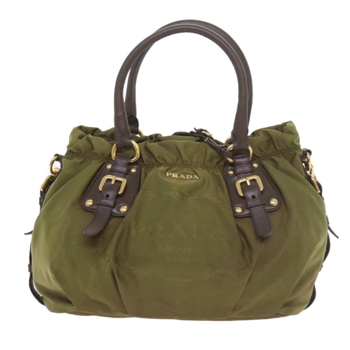 PRADA Hand Bag Nylon 2way Khaki Auth 59703