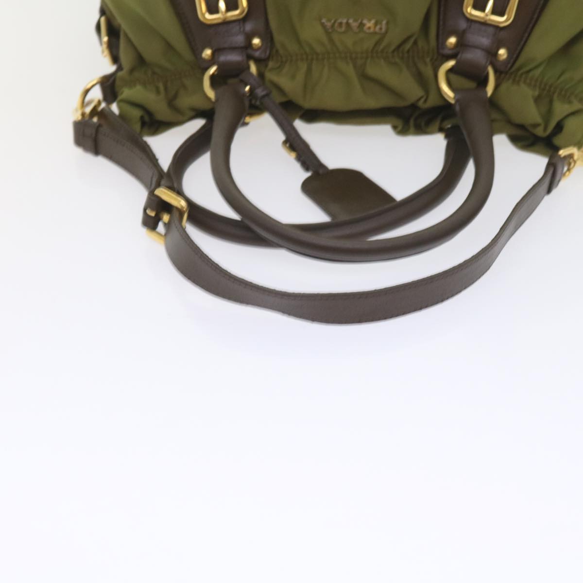 PRADA Hand Bag Nylon 2way Khaki Auth 59703