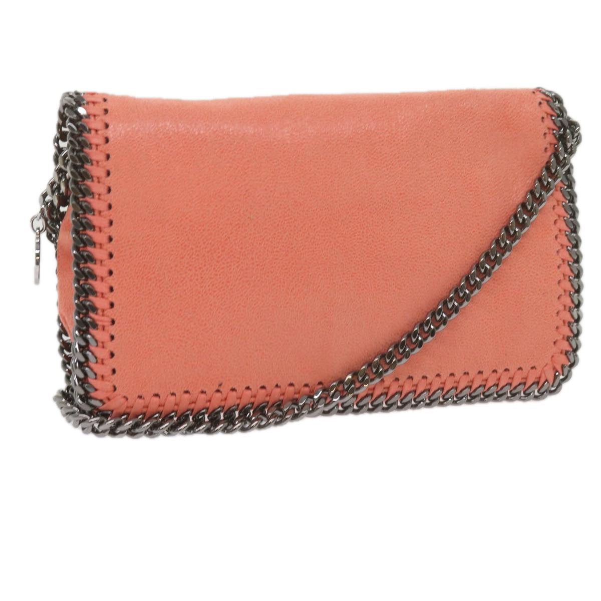 Stella MacCartney Quilted Chain Falabella Shoulder Bag Suede Orange Auth 59748
