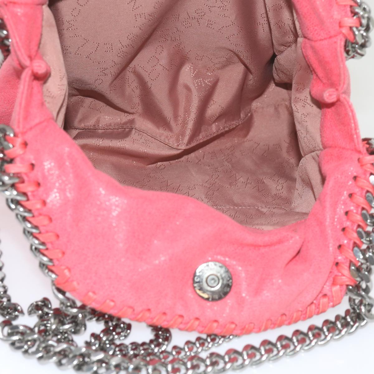Stella MacCartney Quilted Chain Falabella Shoulder Bag Suede Pink Auth 59749