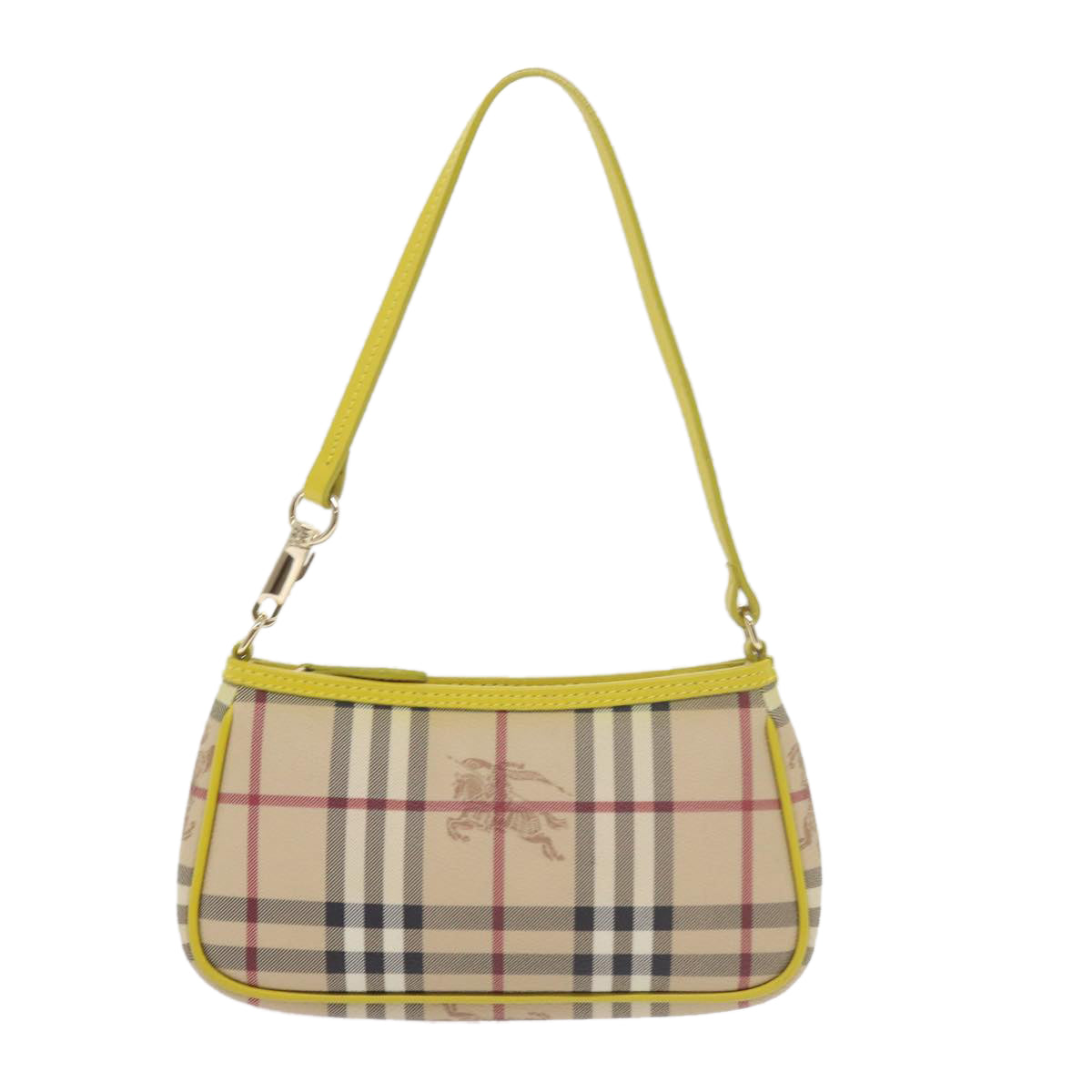 BURBERRY Nova Check Accessory Pouch PVC Leather Beige Auth 59756