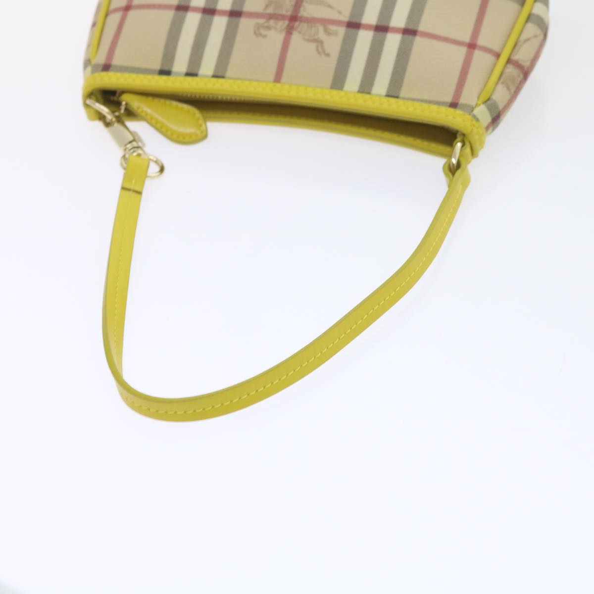 BURBERRY Nova Check Accessory Pouch PVC Leather Beige Auth 59756