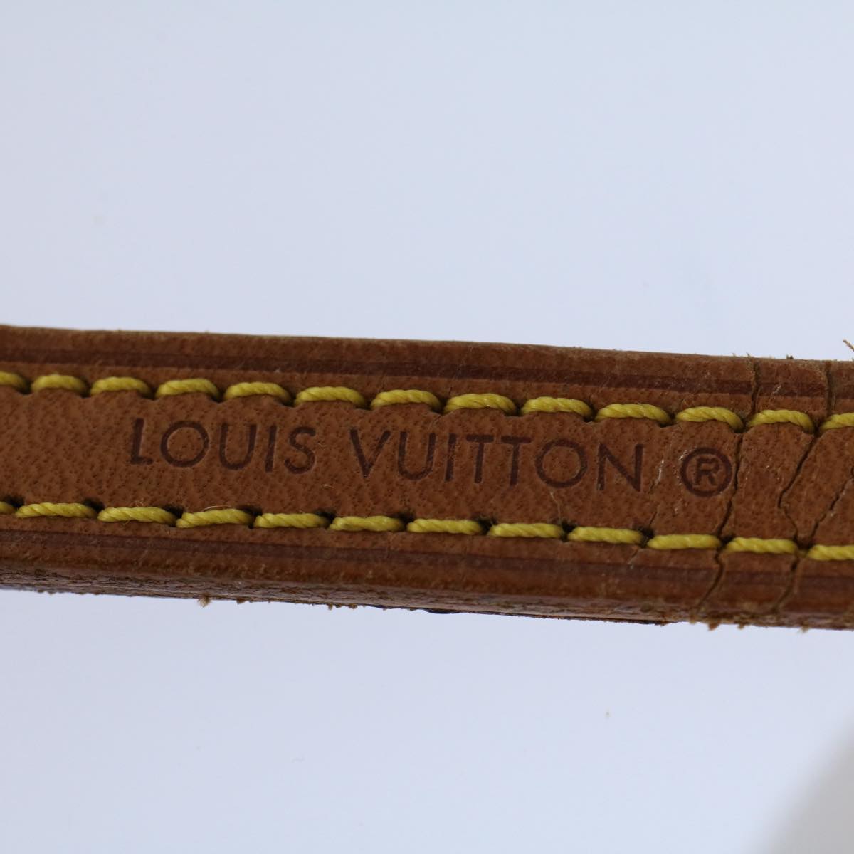 LOUIS VUITTON Shoulder Strap Leather 44.5"" Beige LV Auth 59784