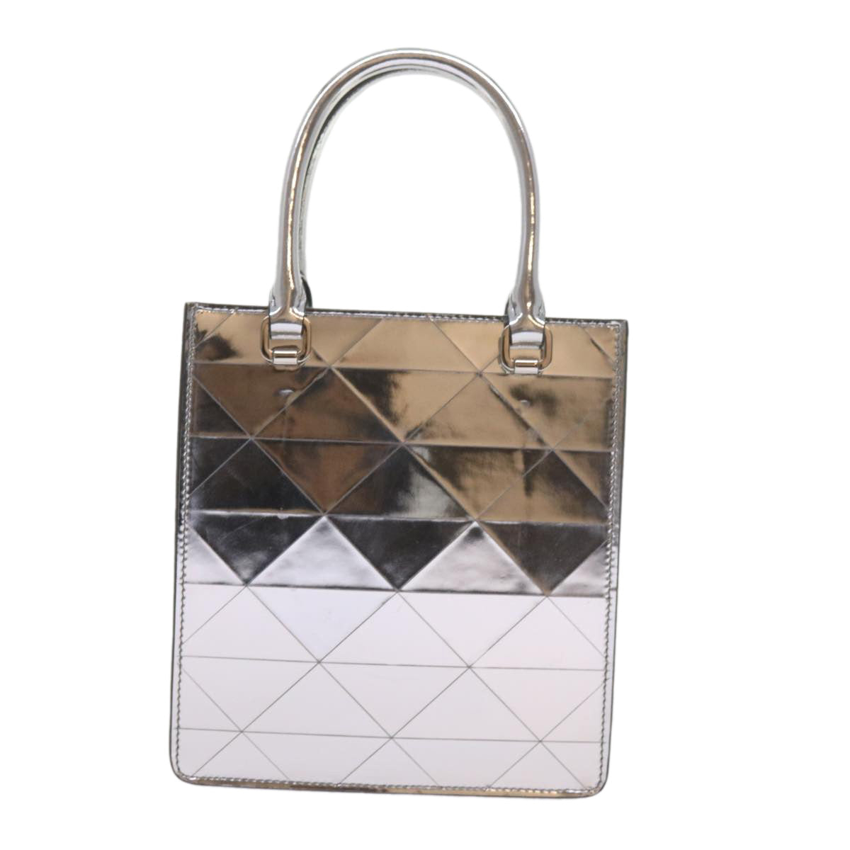 PRADA Hand Bag Metallic leather Silver Auth 59813S - 0