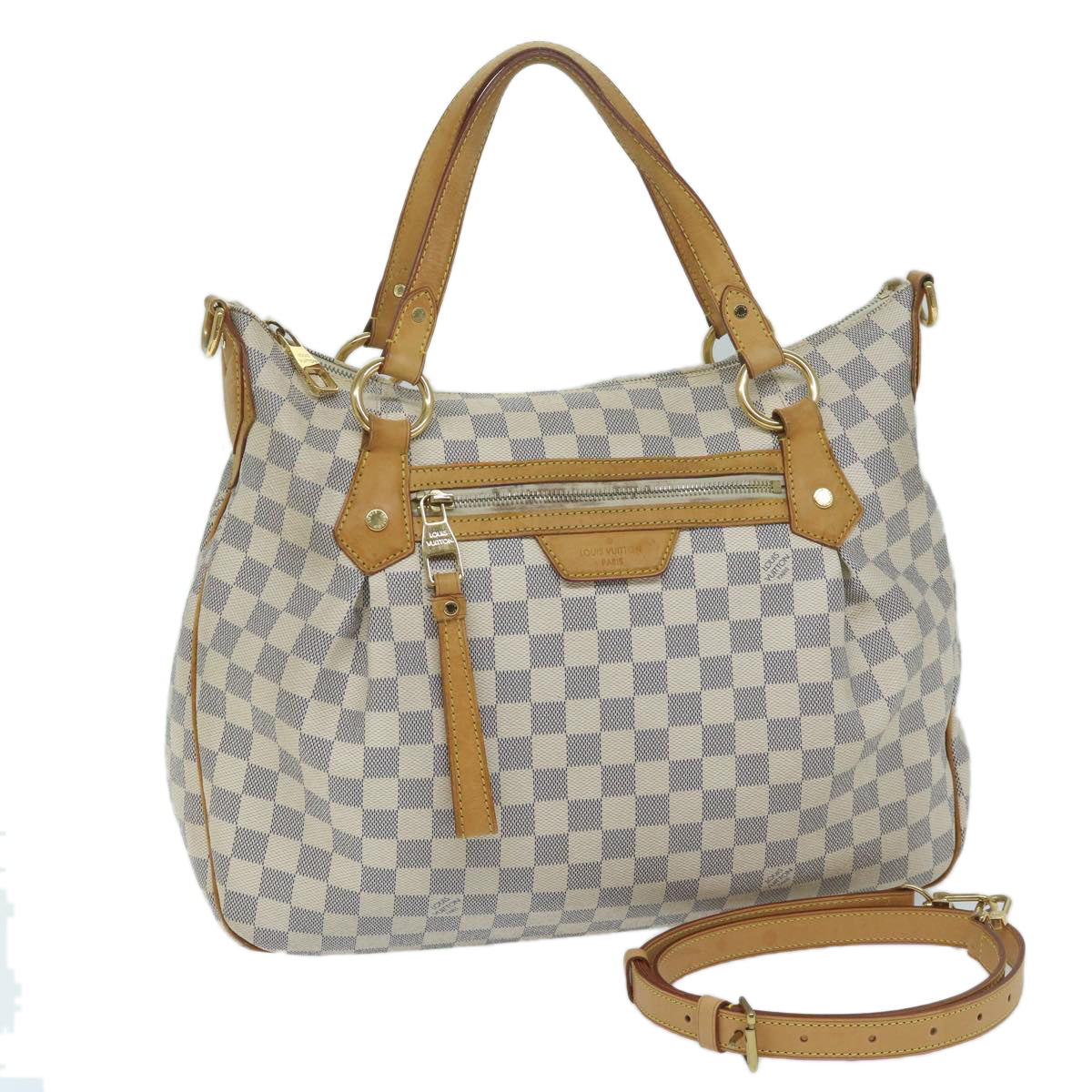 LOUIS VUITTON Damier Azur Ivora MM Shoulder Bag 2way N41133 LV Auth 59834