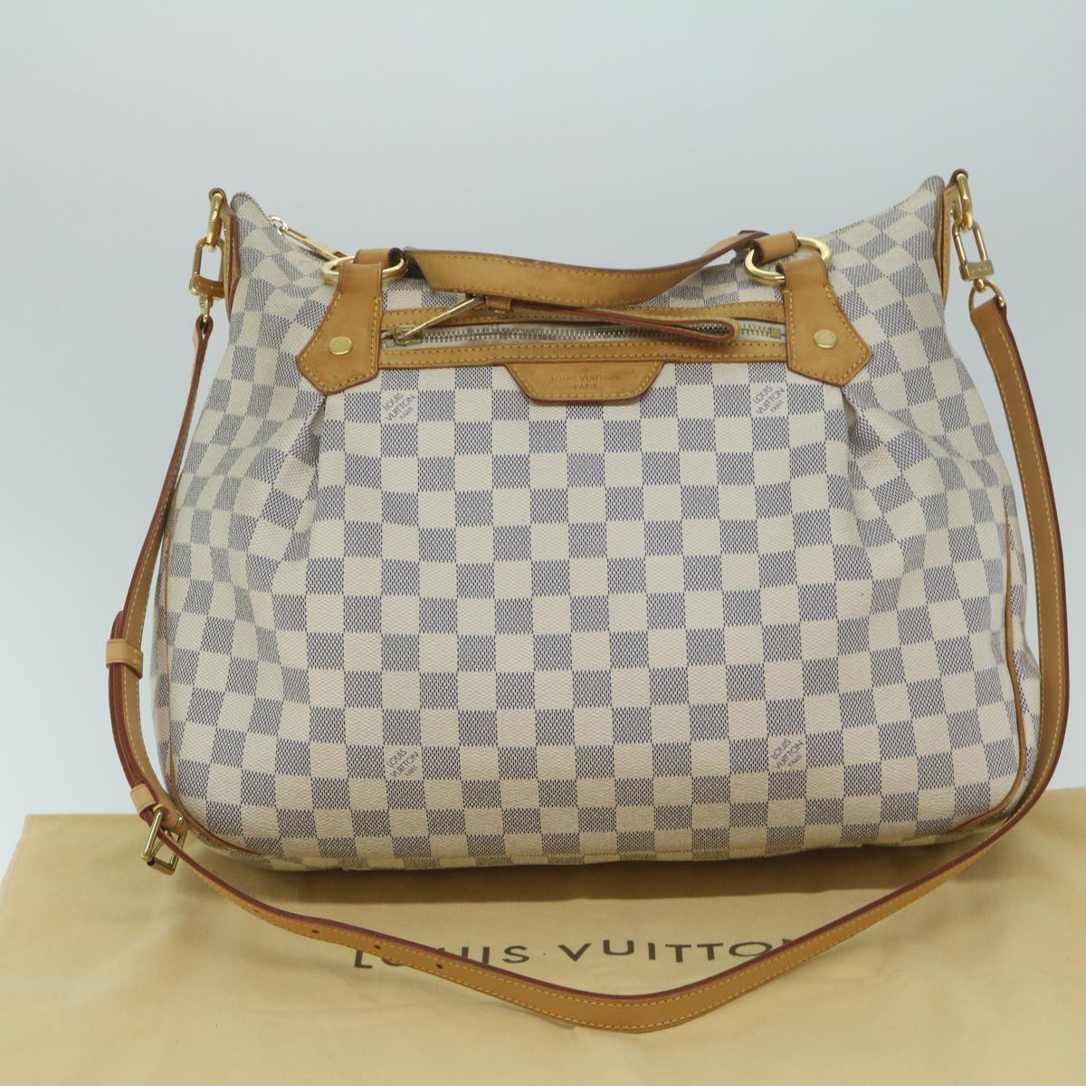 LOUIS VUITTON Damier Azur Ivora MM Shoulder Bag 2way N41133 LV Auth 59834