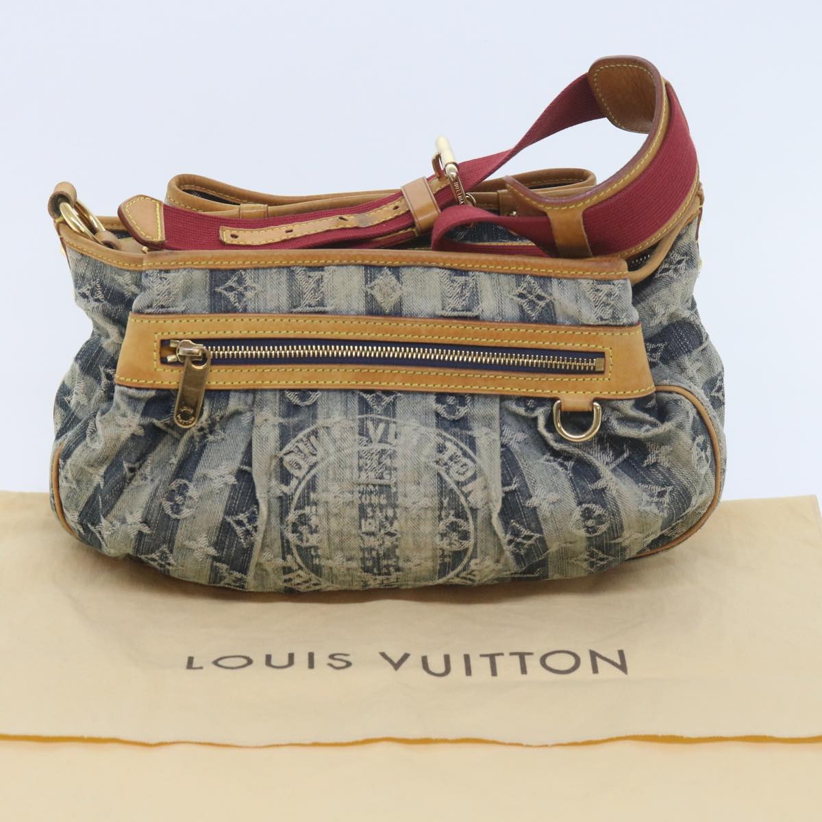 LOUIS VUITTON Monogram Denim Porte Epaul Rey MM Bag Blue M95334 LV Auth 59862A