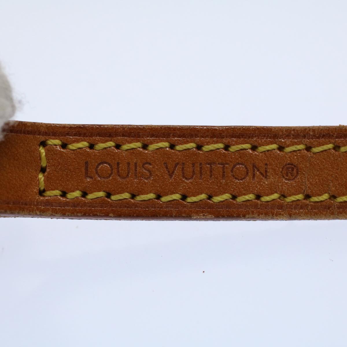 LOUIS VUITTON Shoulder Strap Leather 45.3"" Beige LV Auth 59873