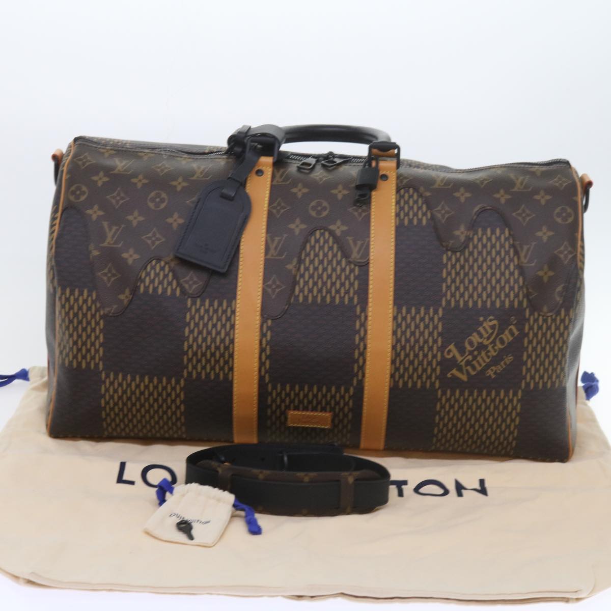 LOUIS VUITTON Damier Ebene Giant Keepall Bandouliere 50 Bag N40360 Auth 59906S