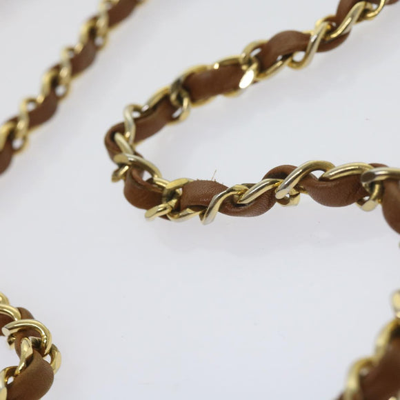 CHANEL Matelasse Chain Shoulder Bag Lamb Skin Beige CC Auth 59907A