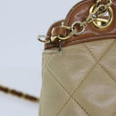 CHANEL Matelasse Chain Shoulder Bag Lamb Skin Beige CC Auth 59907A-3