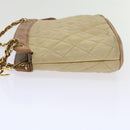CHANEL Matelasse Chain Shoulder Bag Lamb Skin Beige CC Auth 59907A-6