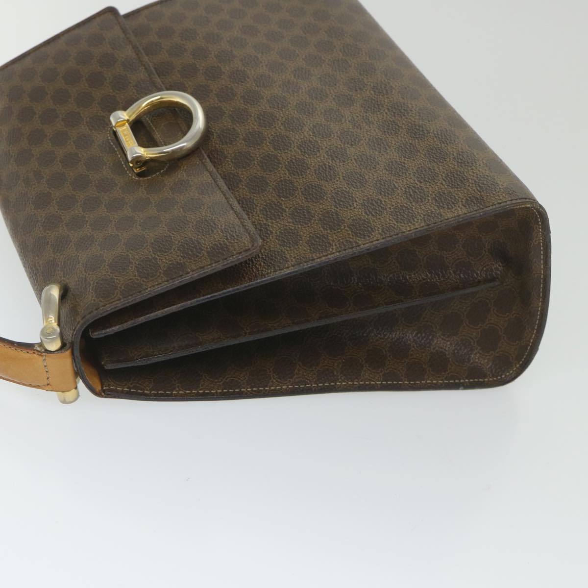 CELINE Macadam Canvas Hand Bag PVC Leather Brown Auth 59942