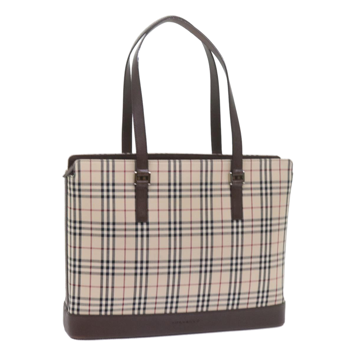 BURBERRY Nova Check Tote Bag Nylon Canvas Beige Auth 59950