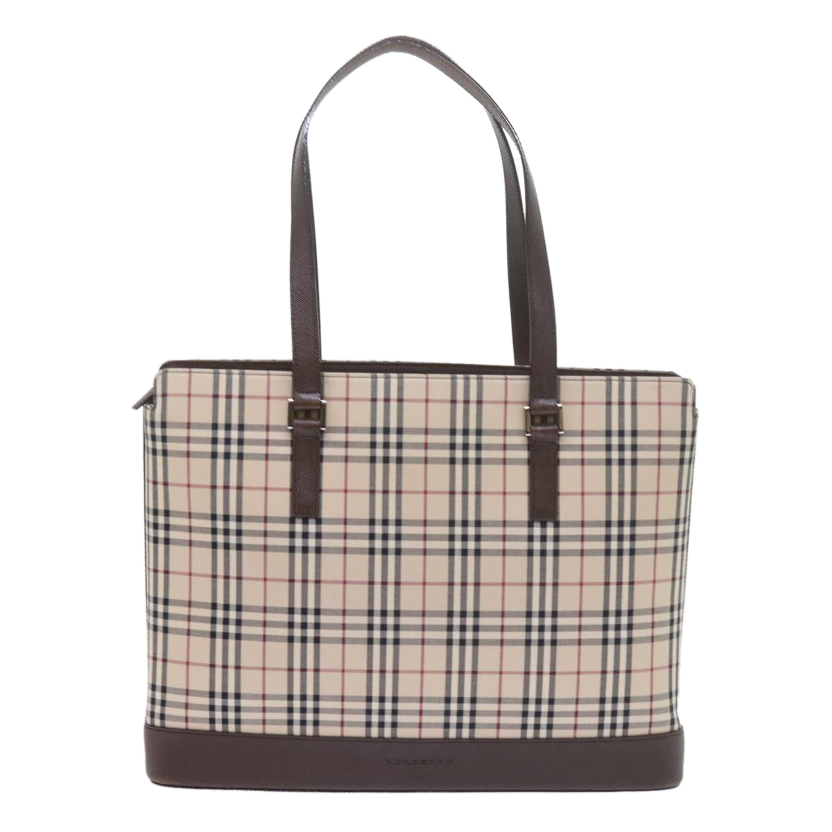 BURBERRY Nova Check Tote Bag Nylon Canvas Beige Auth 59950