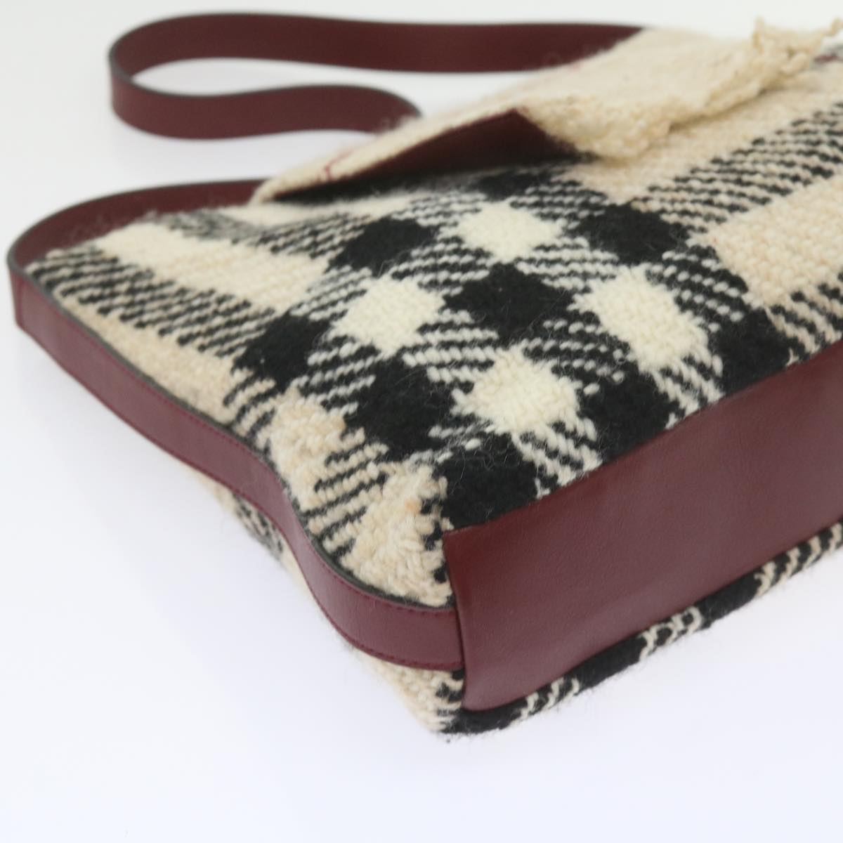 BURBERRY Nova Check Shoulder Bag Wool Beige Auth 59951