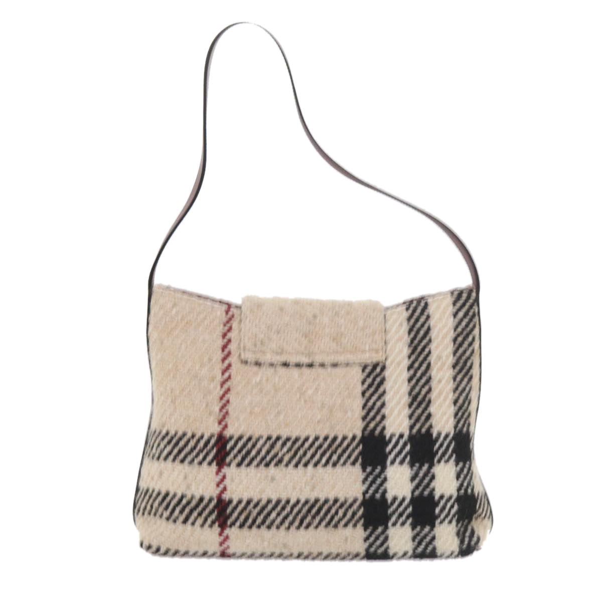 BURBERRY Nova Check Shoulder Bag Wool Beige Auth 59951 - 0