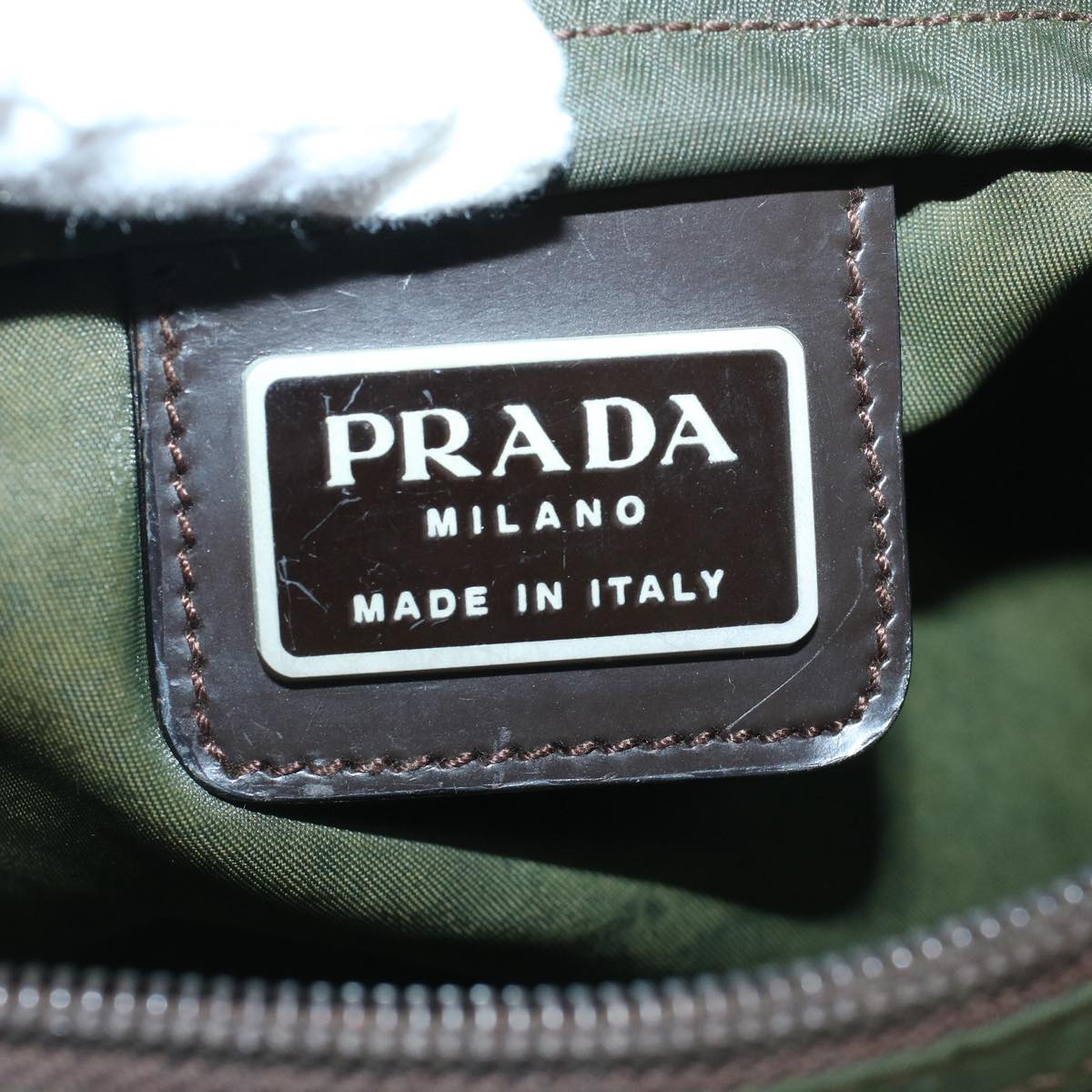 PRADA Shoulder Bag Nylon Khaki Auth 59960