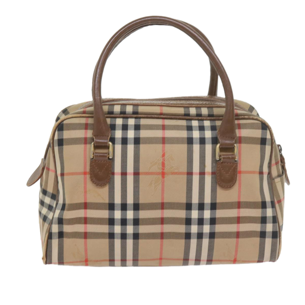 BURBERRY Nova Check Hand Bag Nylon Canvas Beige Auth 59968 - 0