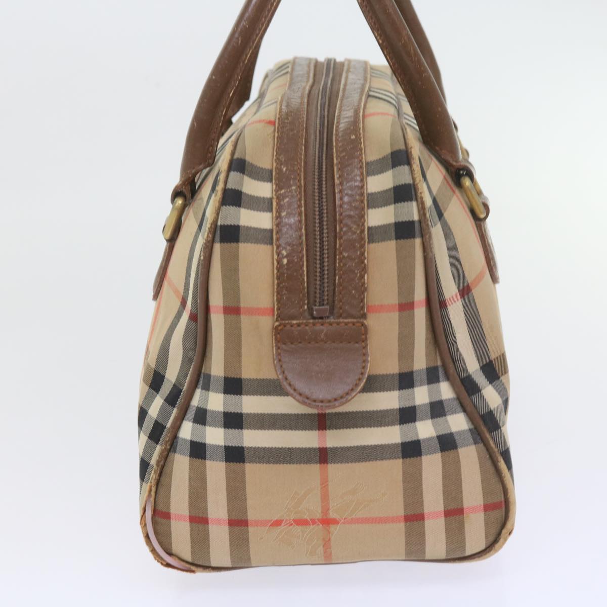 BURBERRY Nova Check Hand Bag Nylon Canvas Beige Auth 59968