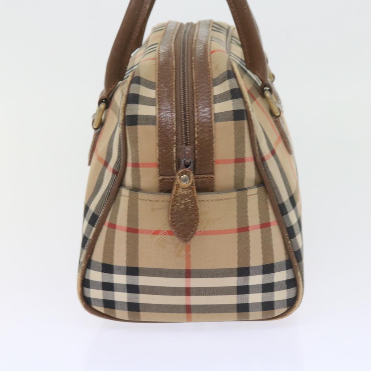 BURBERRY Nova Check Hand Bag Nylon Canvas Beige Auth 59968