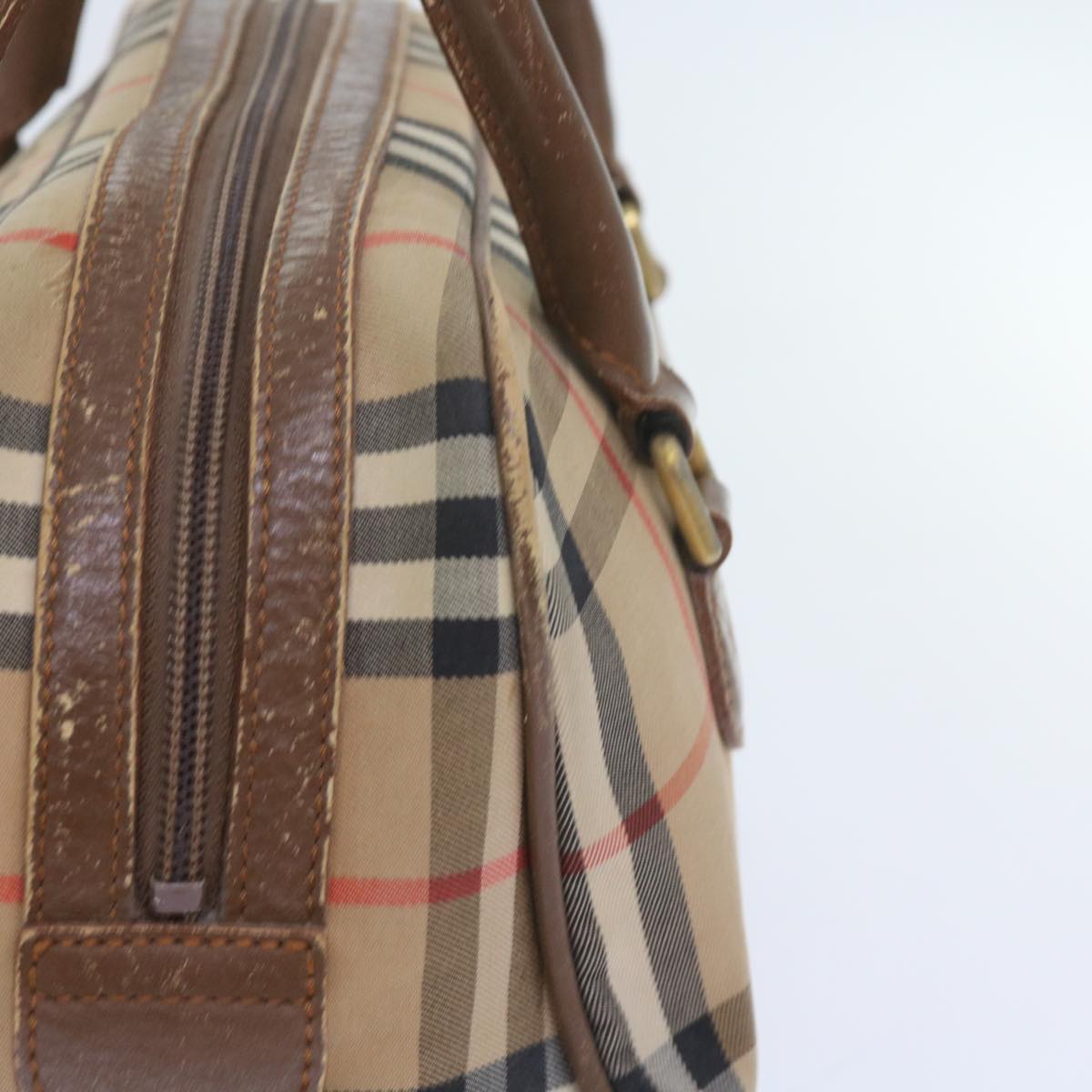 BURBERRY Nova Check Hand Bag Nylon Canvas Beige Auth 59968