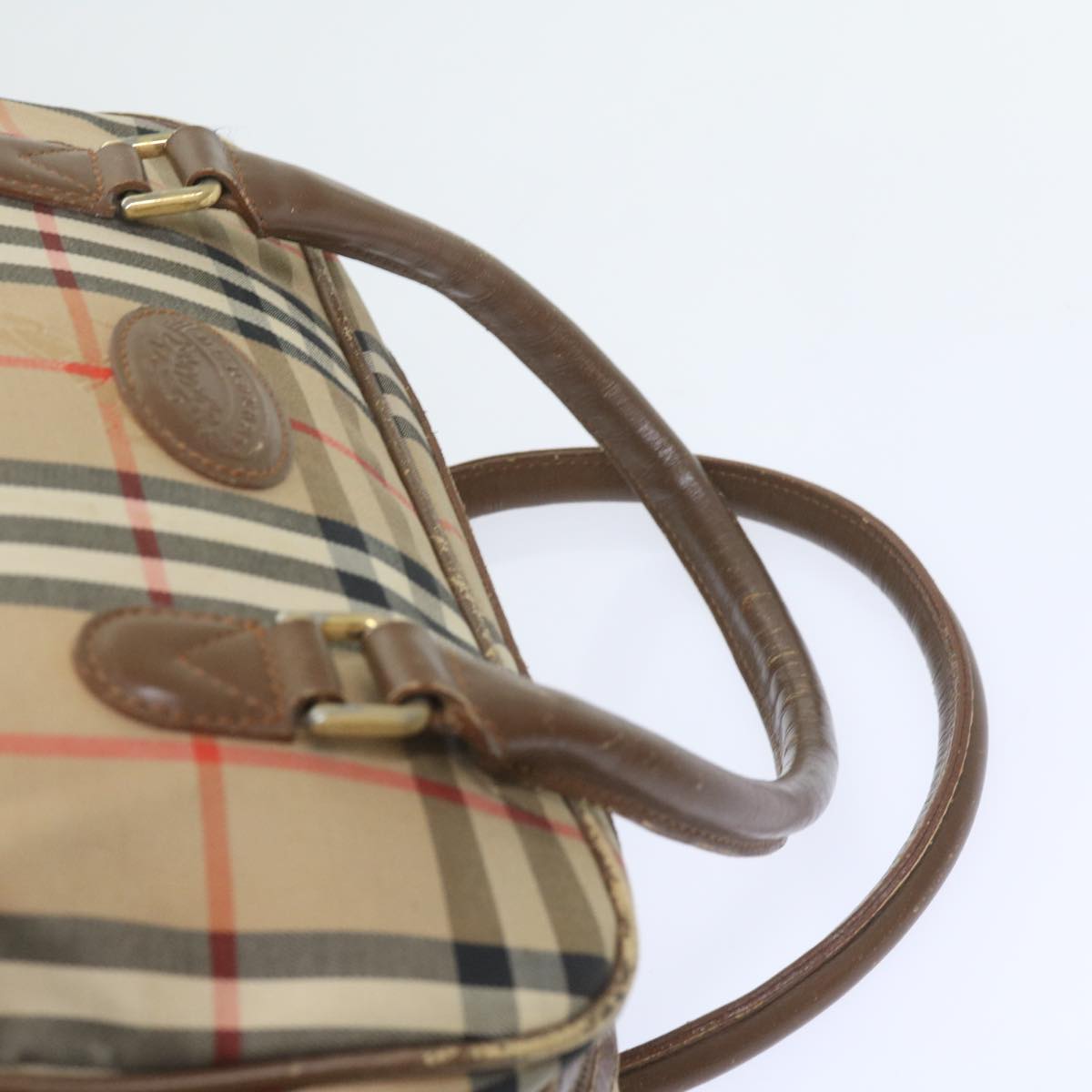 BURBERRY Nova Check Hand Bag Nylon Canvas Beige Auth 59968