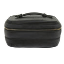 CHANEL Vanity Cosmetic Pouch Leather Black CC Auth 59984-13