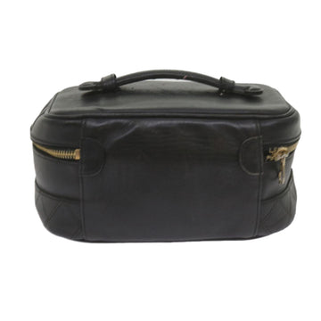 CHANEL Vanity Cosmetic Pouch Leather Black CC Auth 59984 - 0