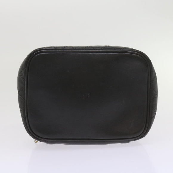 CHANEL Vanity Cosmetic Pouch Leather Black CC Auth 59984