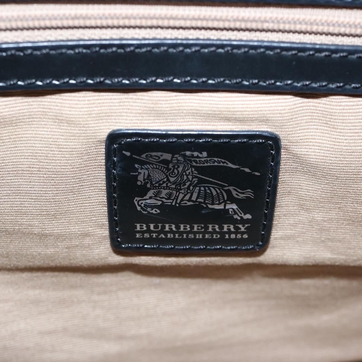 BURBERRY Nova Check Boston Bag PVC Beige Black Auth 59986