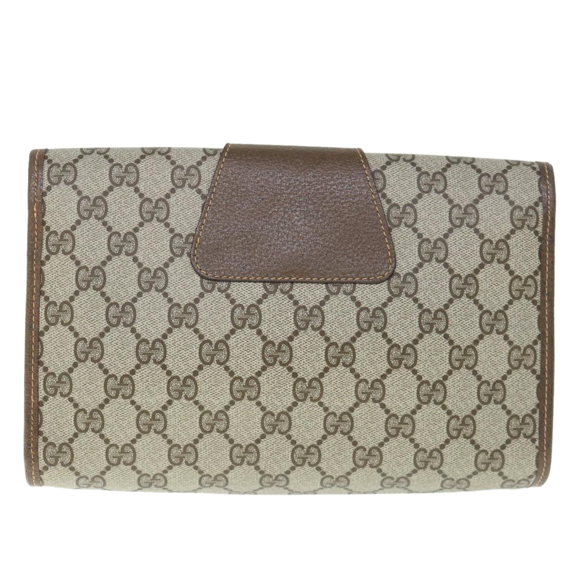 GUCCI GG Canvas Web Sherry Line Clutch Bag PVC Beige Red Green Auth 59987 - 0