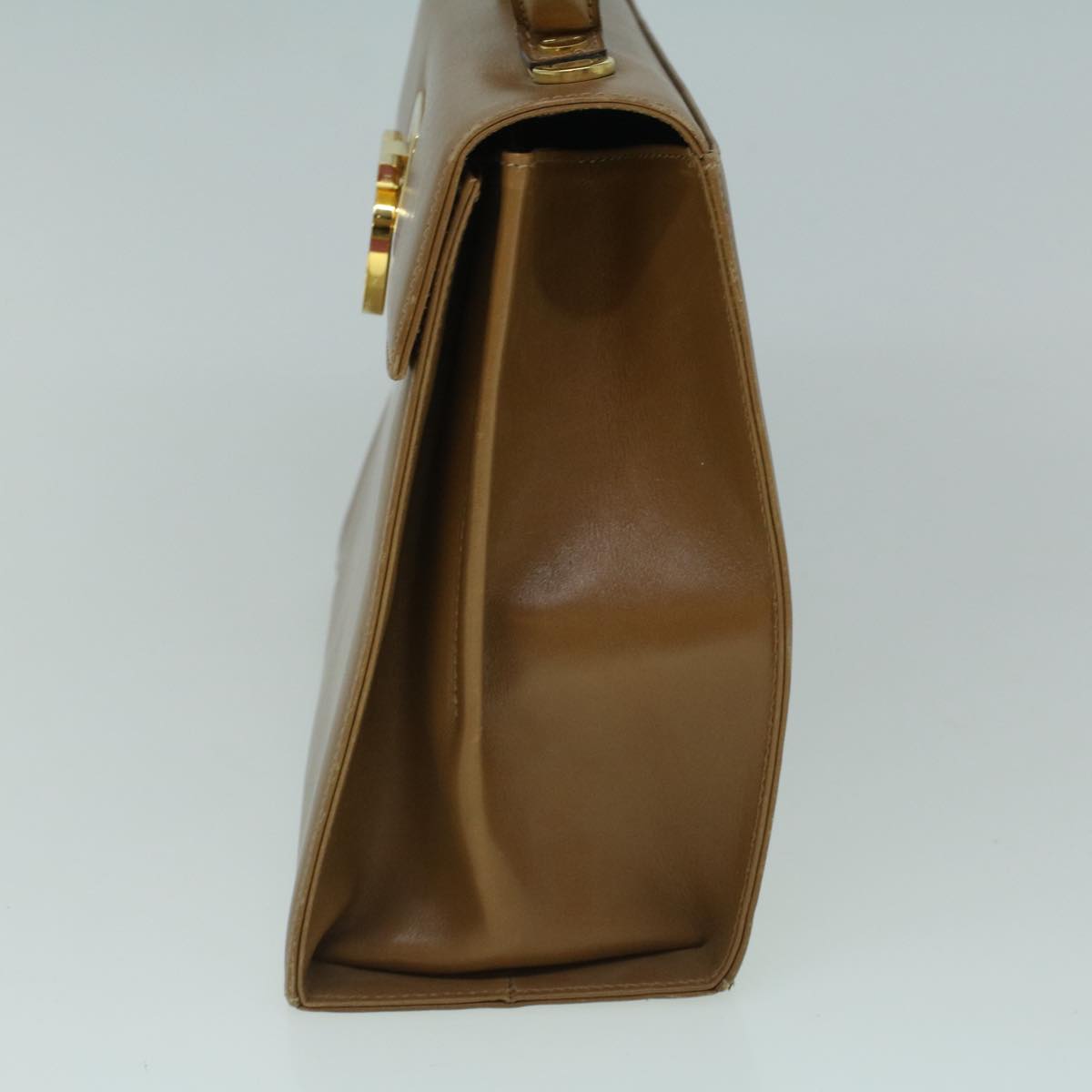 Salvatore Ferragamo Gancini Hand Bag Leather Brown Auth 59995
