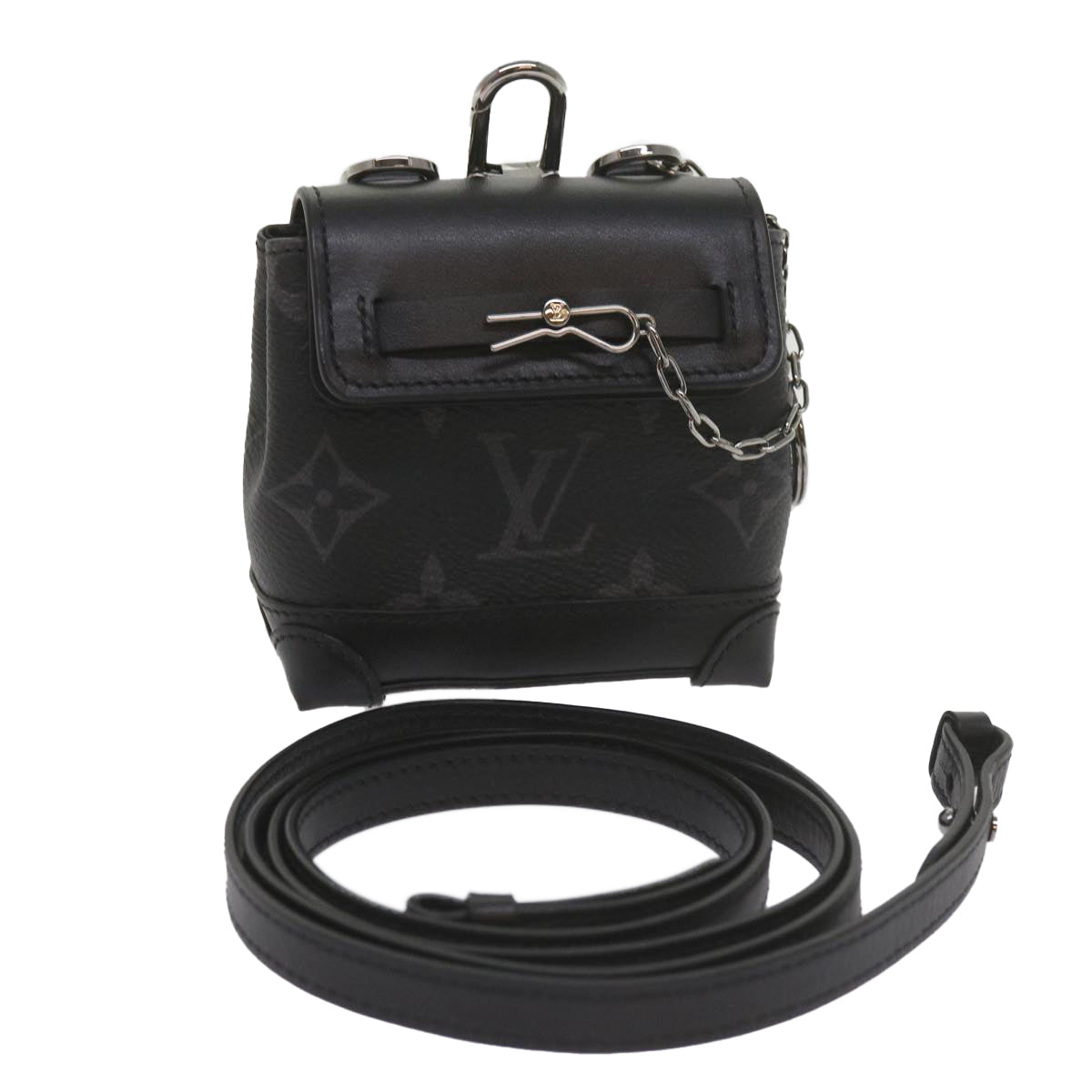 LOUIS VUITTON Monogram Eclipse Mini Steamer Pouch M00340 LV Auth 60001S