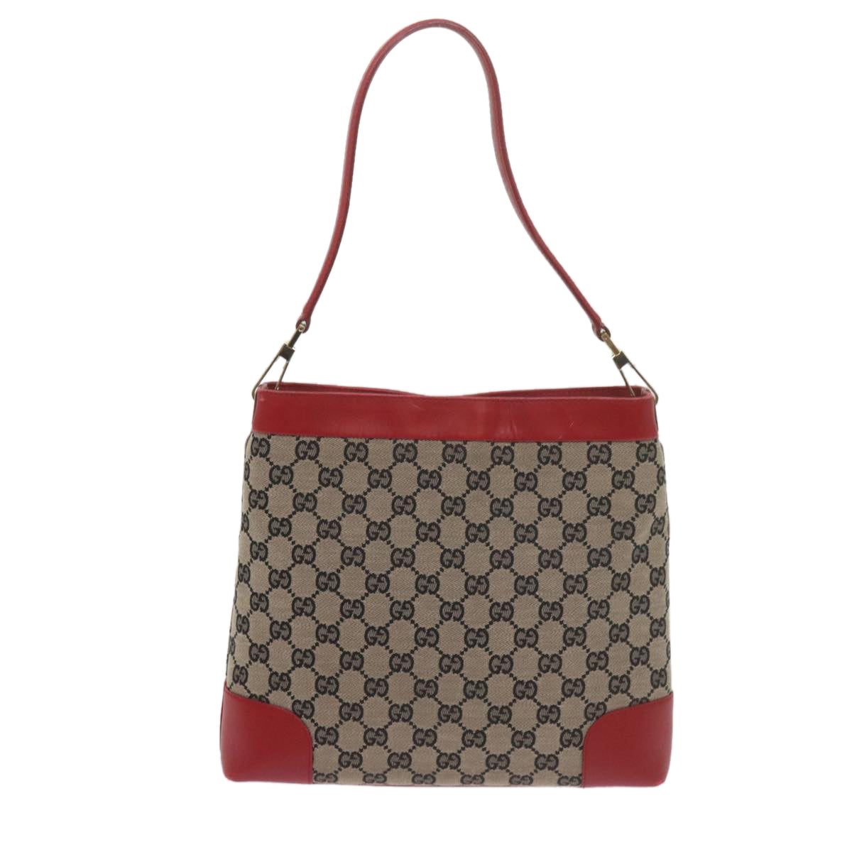 GUCCI GG Canvas Shoulder Bag Beige Red 001 4231 Auth 60012