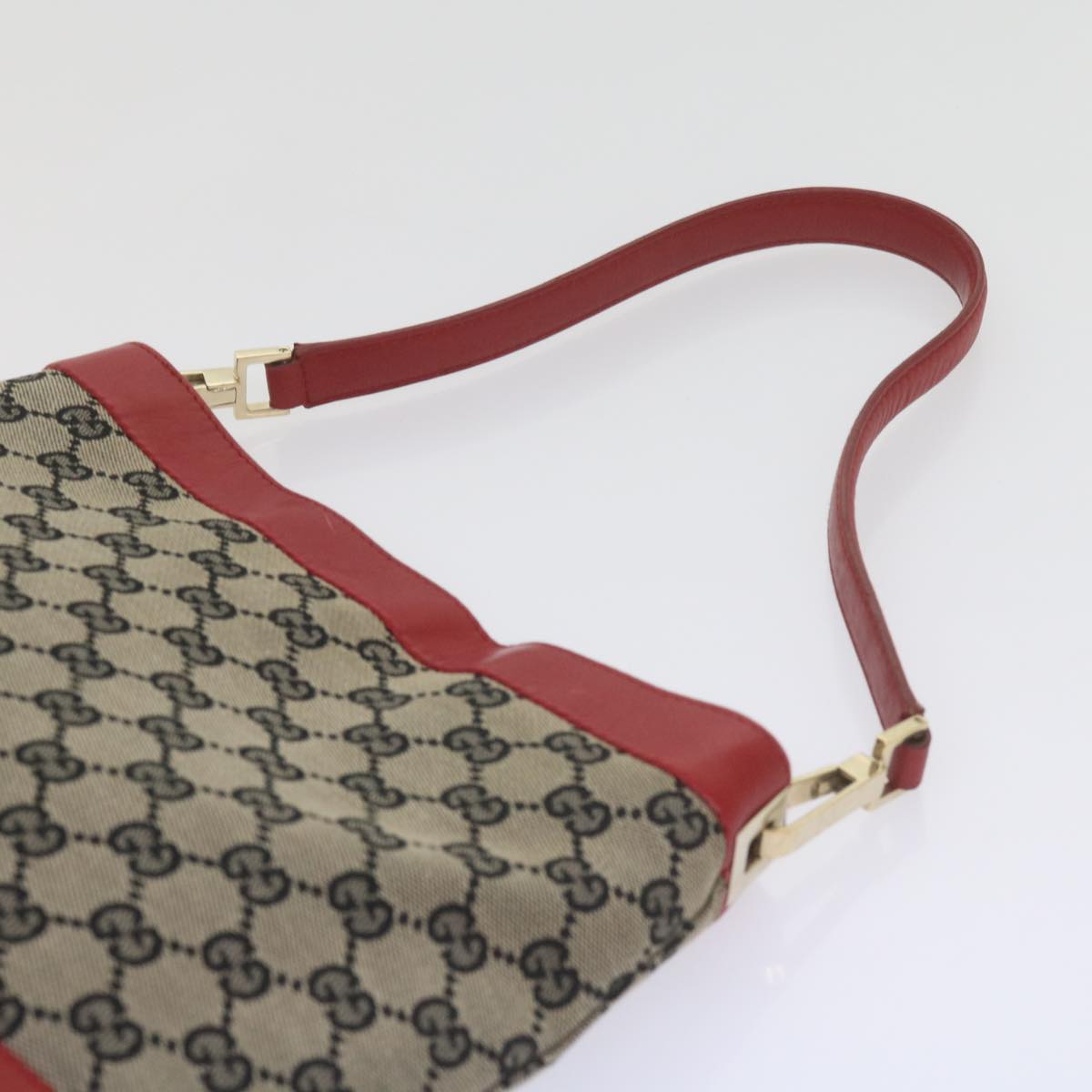 GUCCI GG Canvas Shoulder Bag Beige Red 001 4231 Auth 60012