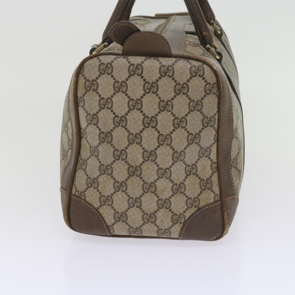 GUCCI GG Supreme Boston Bag PVC Leather Beige Auth 60015