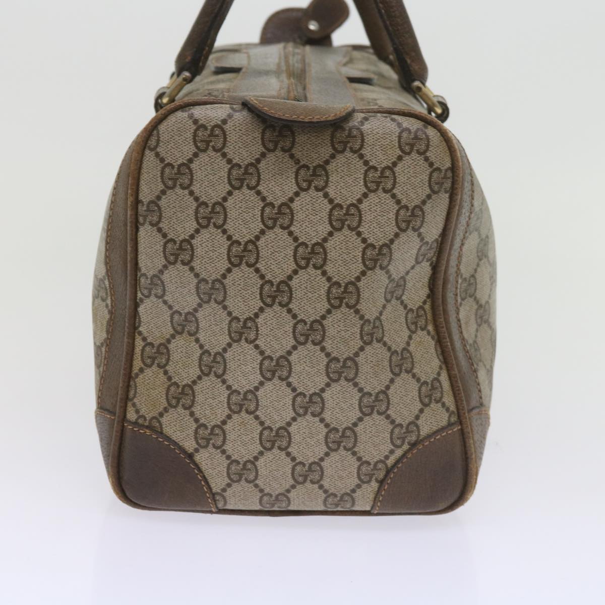 GUCCI GG Supreme Boston Bag PVC Leather Beige Auth 60015